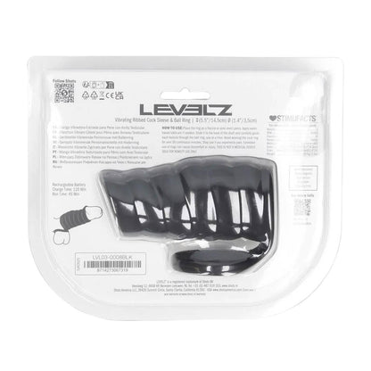 1-Nakładka wibrująca silikonowa żebrowana z pierścieniem Levelz czarna 4,3cm-1