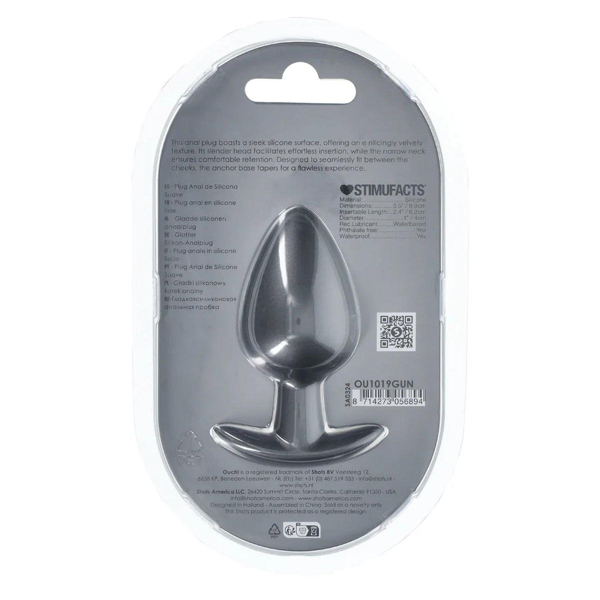 4-Smooth Silicone Anal Plug - Large - 3.5" / 8,9 cm - Gunmetal-4