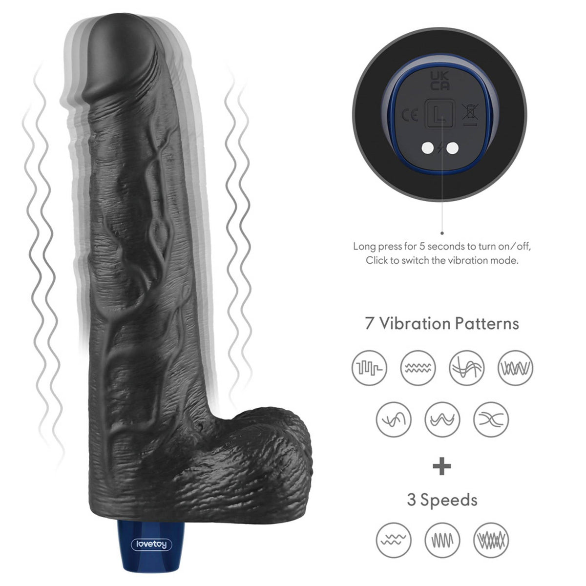 2-Dildo realistyczne wibrujące Lovetoy Real Softee czarne USB 25cm-2