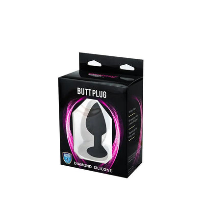 3-Silikonowy korek analny Fantasy czarny z sercem i diamentem 8 cm-3