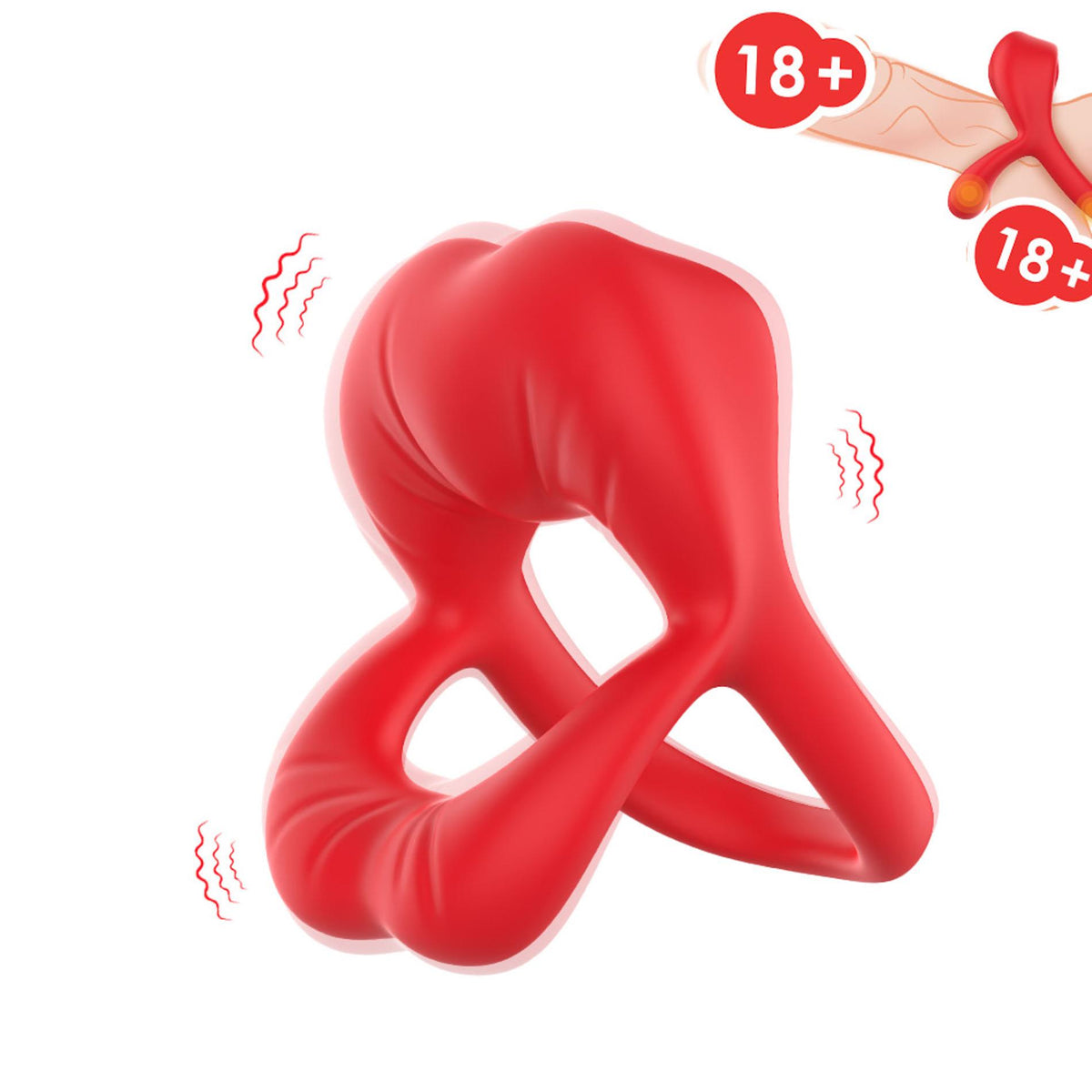 4-Pierścień wibrujący Big Mouth czerwony 9 funkcji B Series Joy 7 cm-4