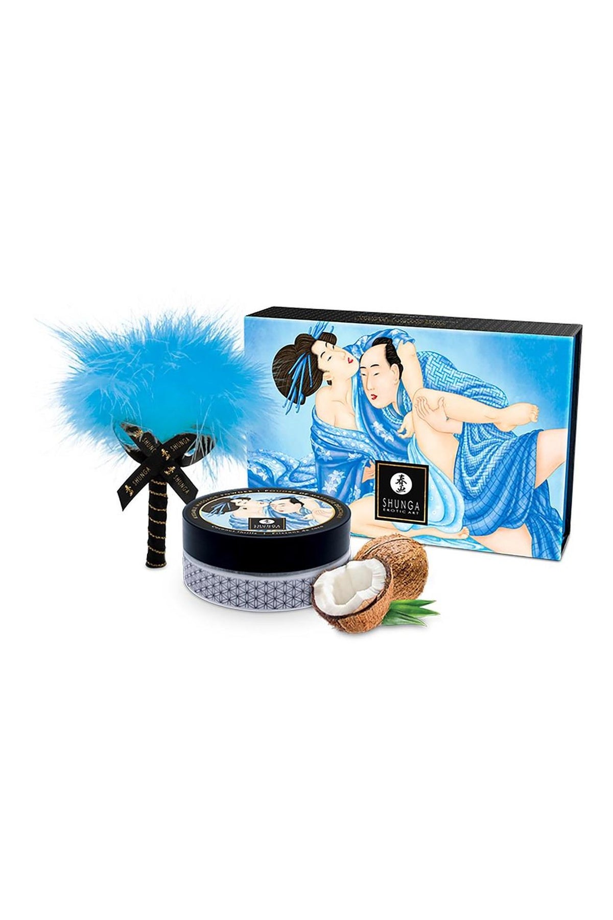 4-Puder kokosowy do masażu Shunga z piórkiem-4