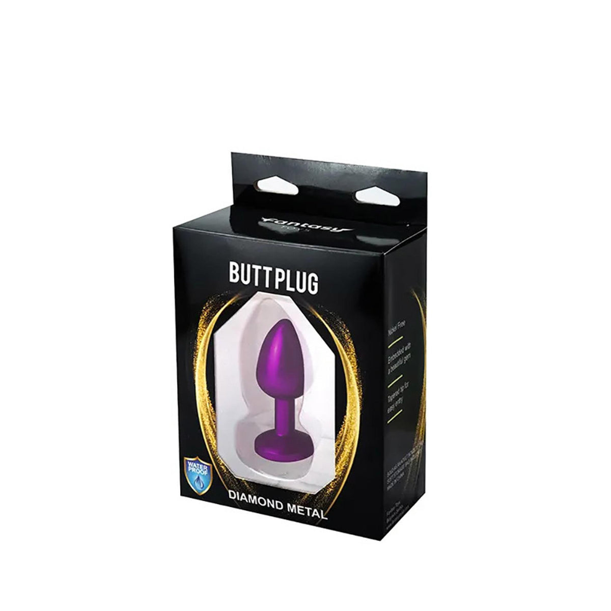 3-Fioletowy korek analny Fantasy z białym diamentem 7 cm-3