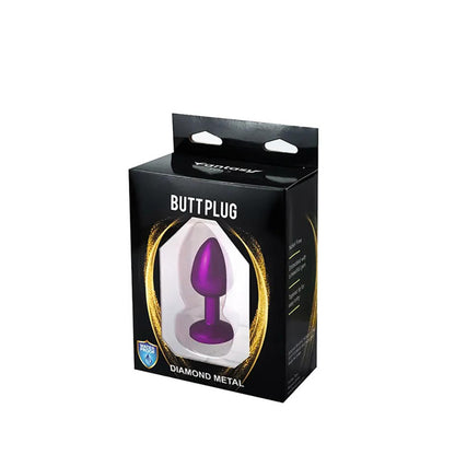 3-Fioletowy korek analny Fantasy z białym diamentem 7 cm-3