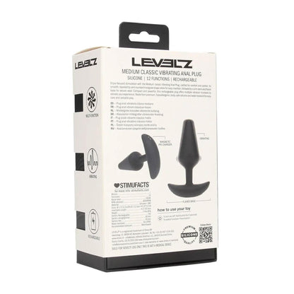 3-Wibrujący korek analny silikonowy Levelz M czarny 12 cm-3