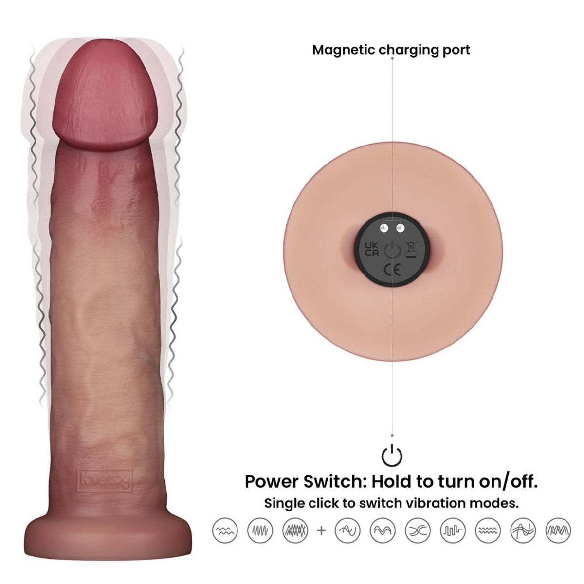 4-9" Vibrating Sliding Skin Pro II Dual Layer Silicone Dong-4