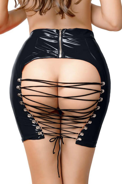 6-Spódnica wetlook Leanne Glossy czarna L-6