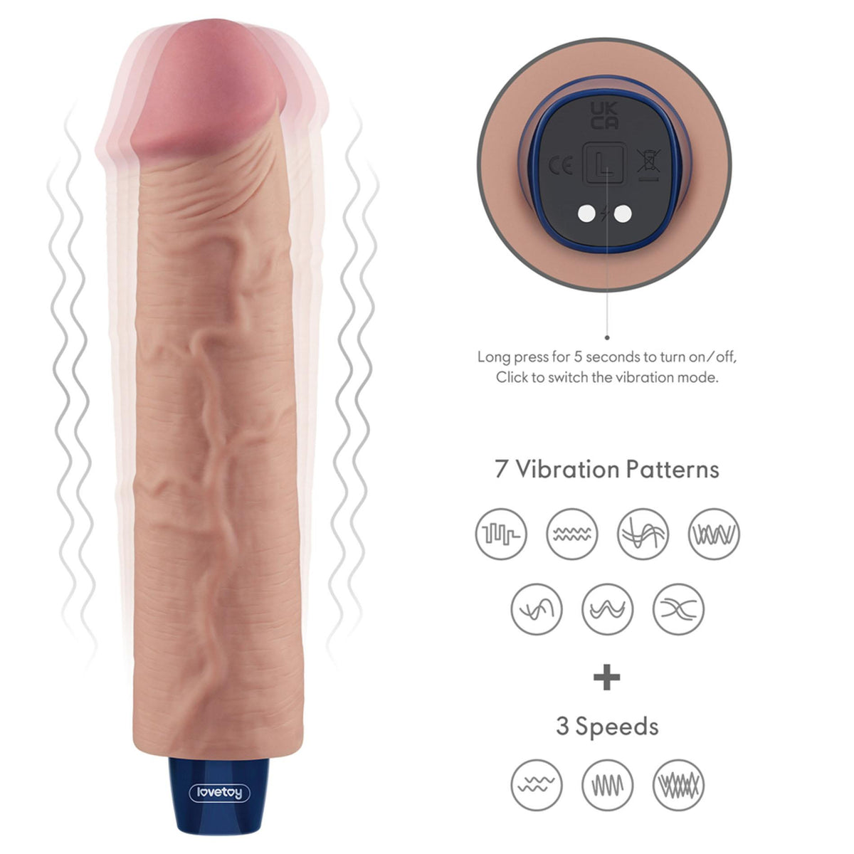 1-9.5" REAL SOFTEE Rechargeable TPE Vibrating Dildo(Flesh)-1