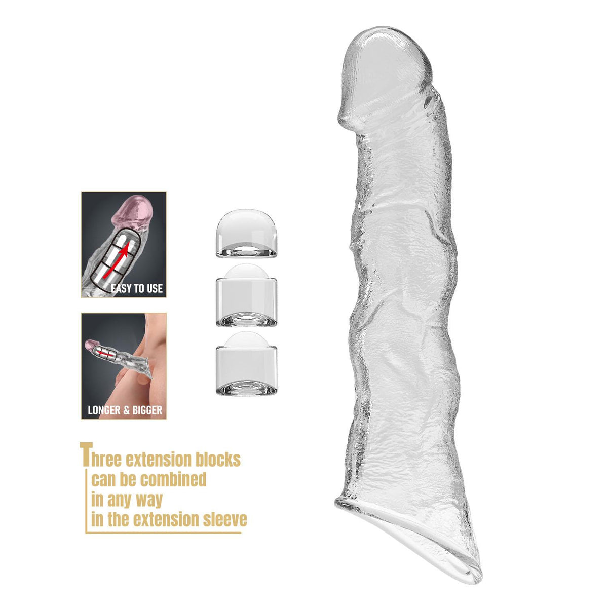 4-Przedłużka na penisa Pretty Love z modułami transparentna 28 cm-4