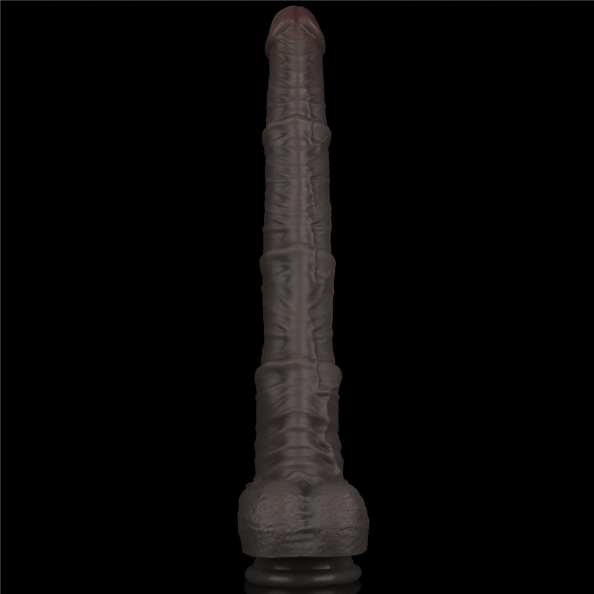 1-16'' Dual Layered Bendable Silicone Cock XXL(Black)-1