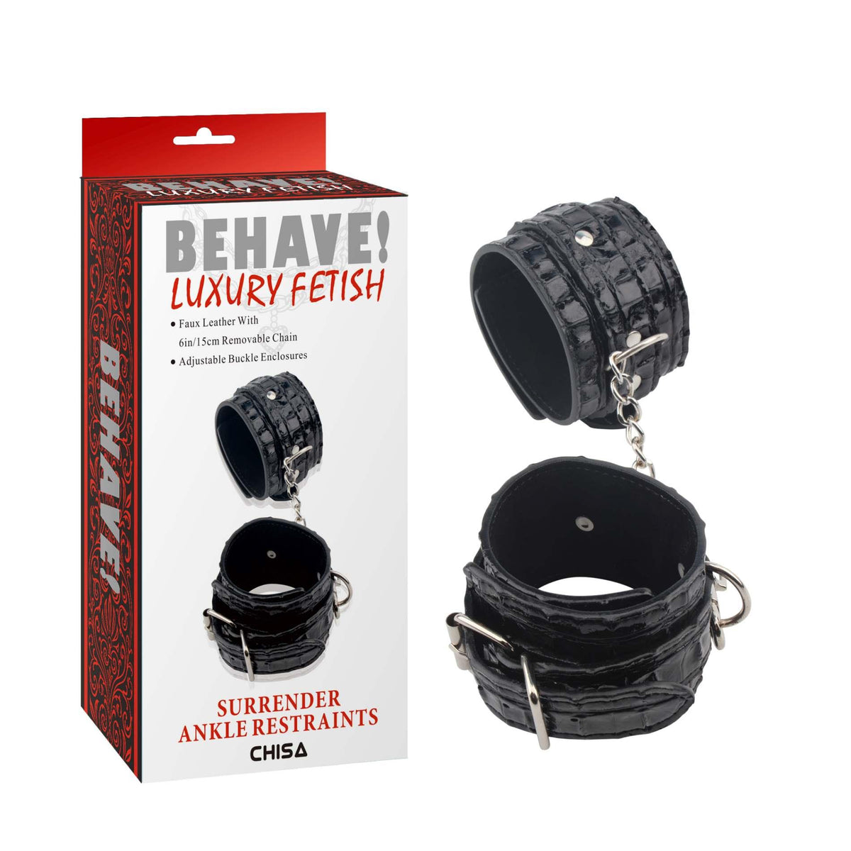 2-Regulowane kajdanki na kostki Behave Surrender 35 cm-2