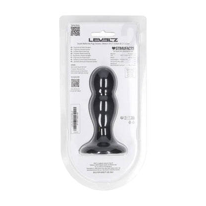 4-Podwójny korek analny z grzechotką silikonowy Levelz czarny M 11 cm-4