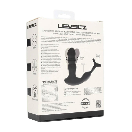 1-Masażer prostaty z rotującą głowicą Levelz silikonowy czarny 16,8 cm-1
