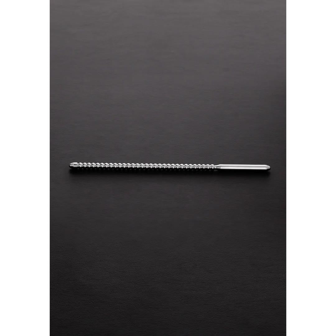 3-Żebrowany korek do penisa stalowy Steel 24 cm 0,8 cm-3