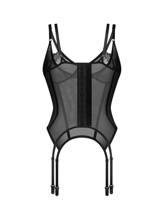 1-Gorset Arrowel transparentny koronkowy Obsessive czarny S/M-1