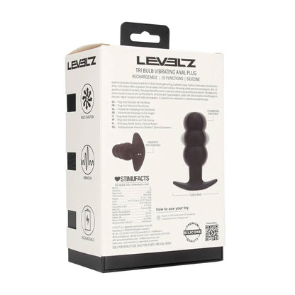 1-Wibrujący korek analny Tri Bulb silikonowy Levelz czarny USB-1