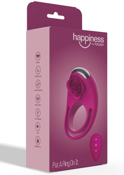 3-Pierścień wibrujący Put A Ring On It ToyJoy fuksja pilot USB-3