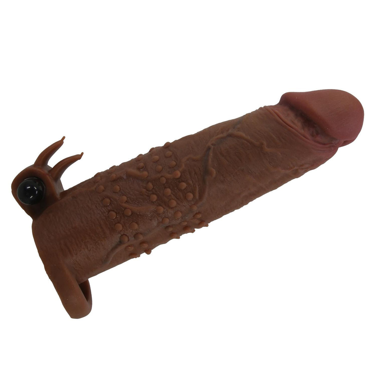 1-Przedłużka wibrująca na penisa Pretty Love brązowa 17 cm-1