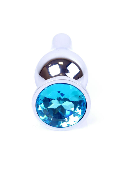 1-Biżuteria analna srebrna z diamentem MyLove Toys jasnoniebieska 9,5 cm-1