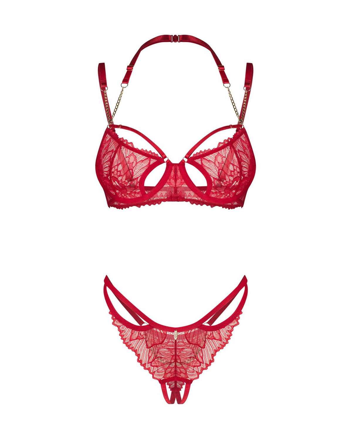 3-Matildea komplet bielizny Obsessive czerwony otwarty S/M-3