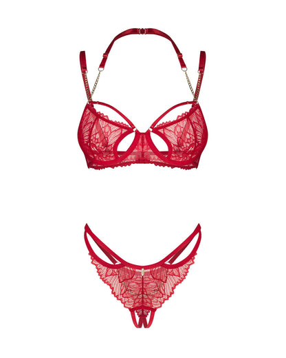 3-Matildea komplet bielizny Obsessive czerwony otwarty S/M-3