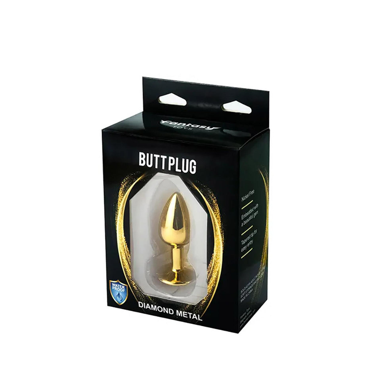 3-Złoty mały korek analny z czarnym diamentem Fantasy 7 cm-3