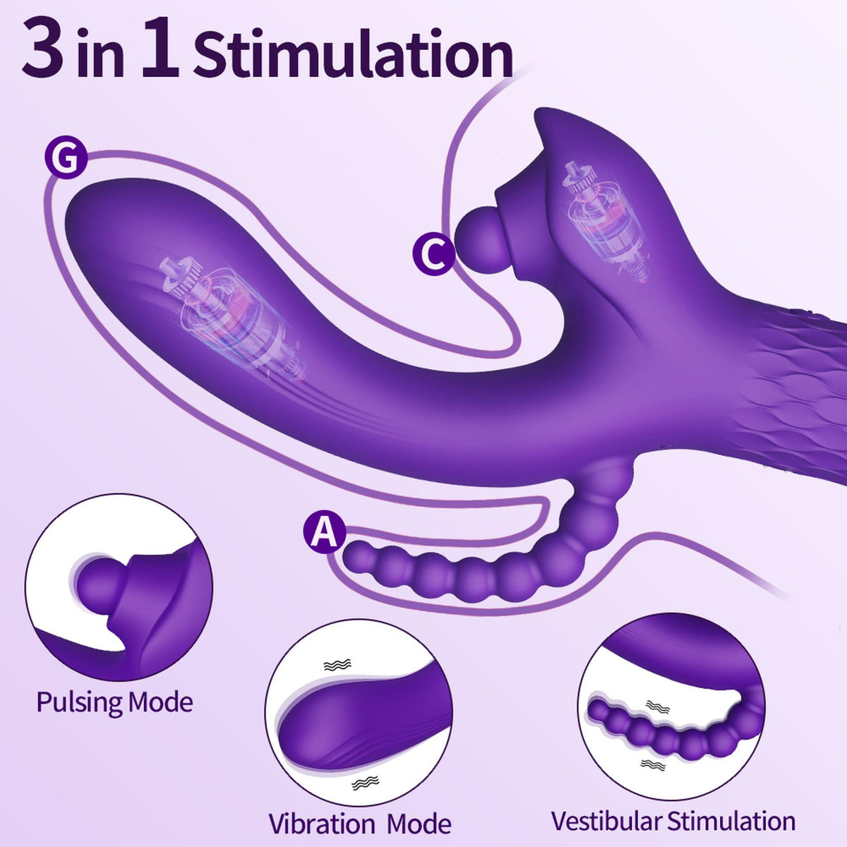 2-Wibrator Patty silikonowy stymulator łechtaczki z wypustką analną USB-2
