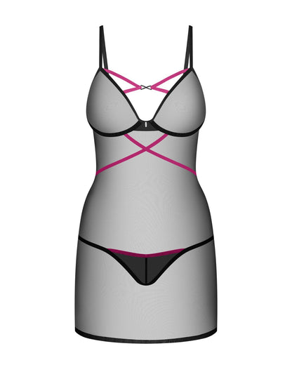 4-Novenes prześwitująca koszulka i stringi Obsessive czarne XL/2XL-4