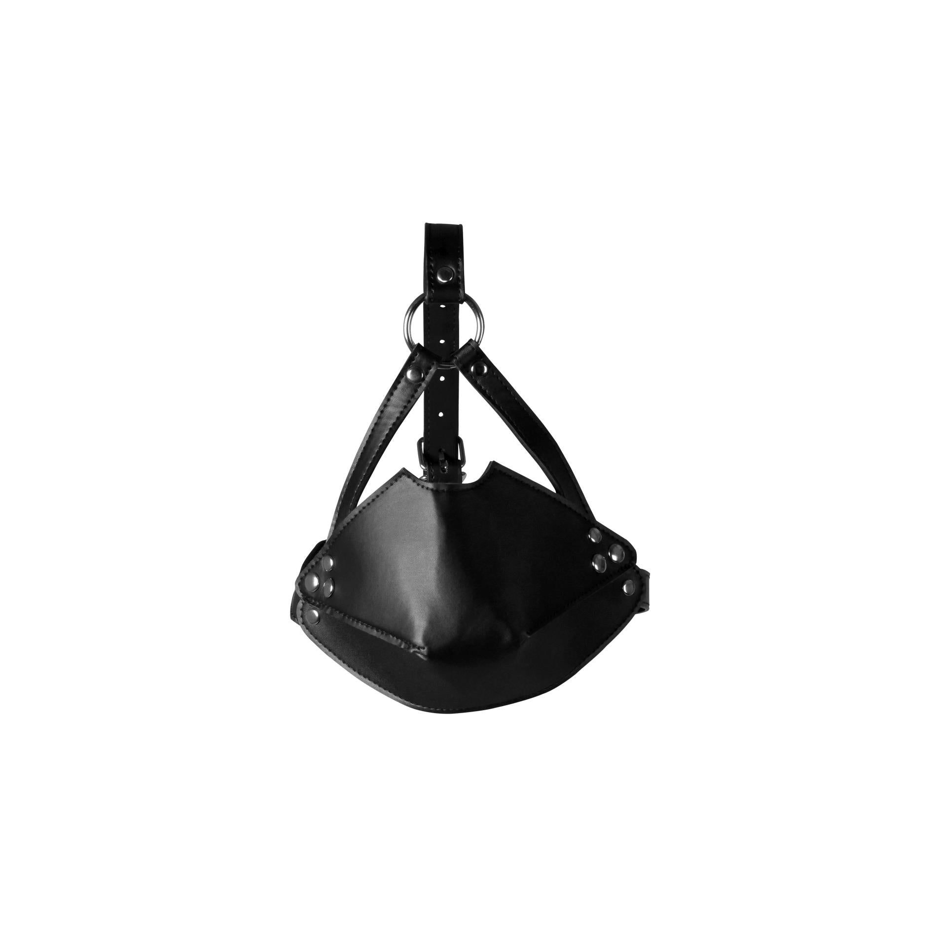 3-Head Harness with Mouth Cover and Solid Ball Gag - Black-3
