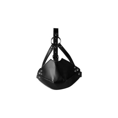 3-Head Harness with Mouth Cover and Solid Ball Gag - Black-3