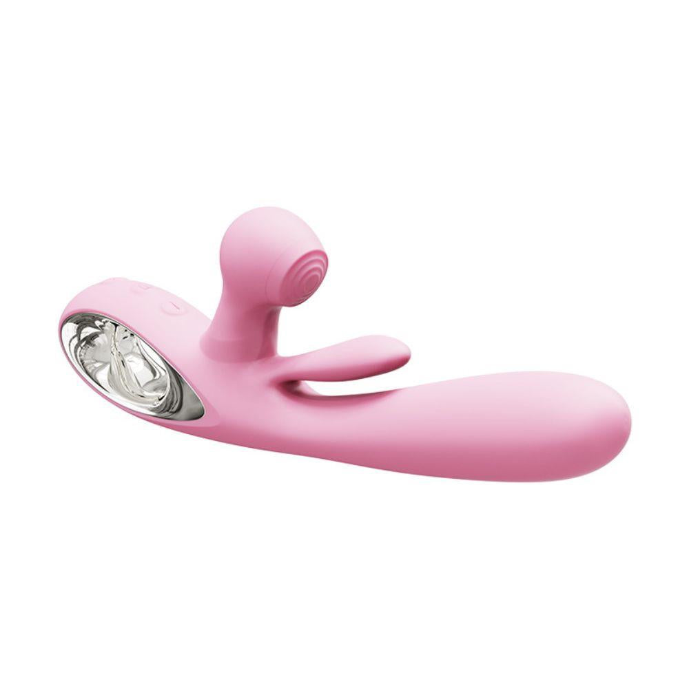 3-Wibrator króliczek różowy Bliss Bunny z uderzeniami silikonowy USB-3