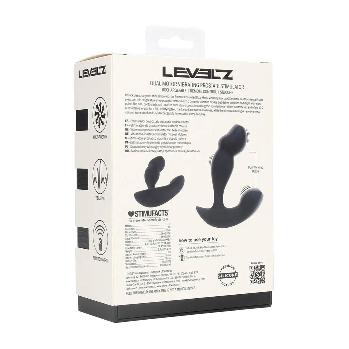 3-Stymulator prostaty Levelz silikonowy z pilotem czarny USB-3