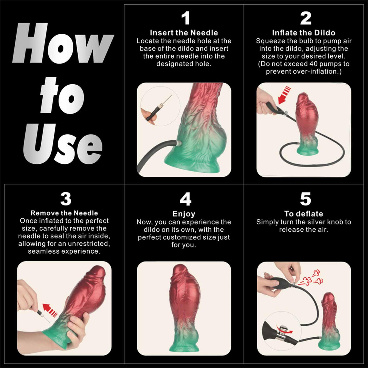 1-8'' Dual Density Silicone Inflatable Dildo-1