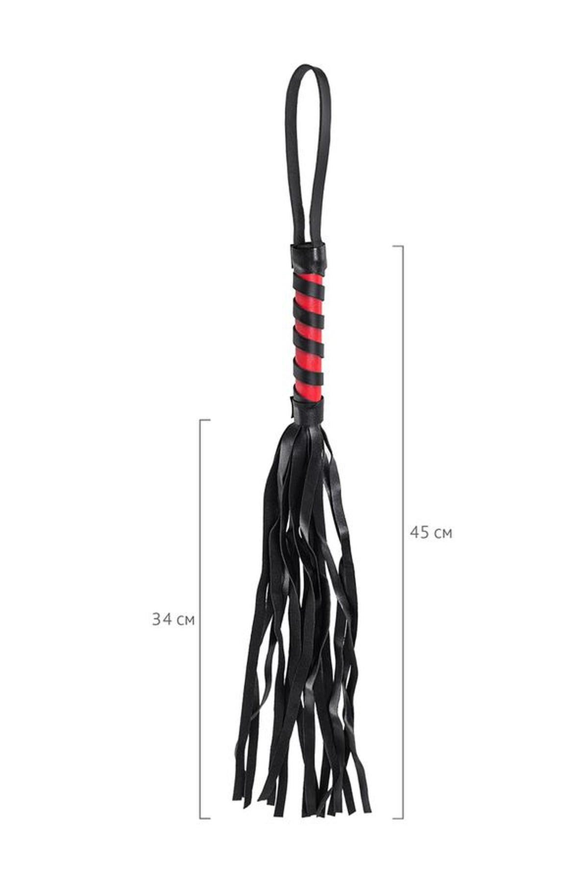 2-Pejcz Anonymo ze skóry PU czarny czerwony 45 cm-2