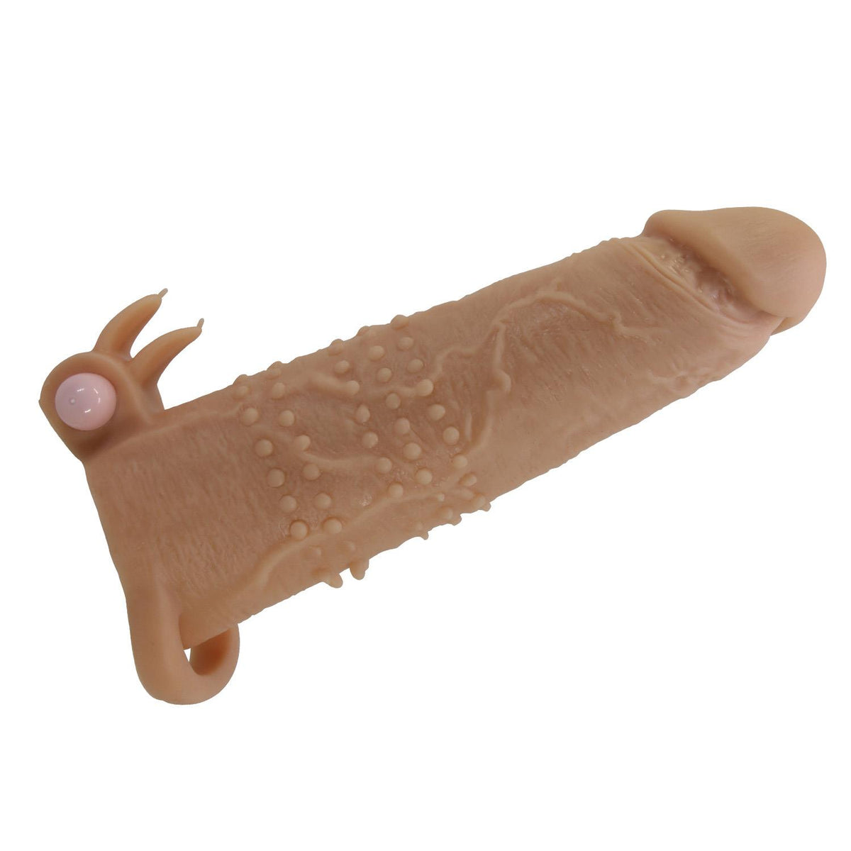 2-Wibrująca przedłużka na penisa Pretty Love 17 cm naturalna-2