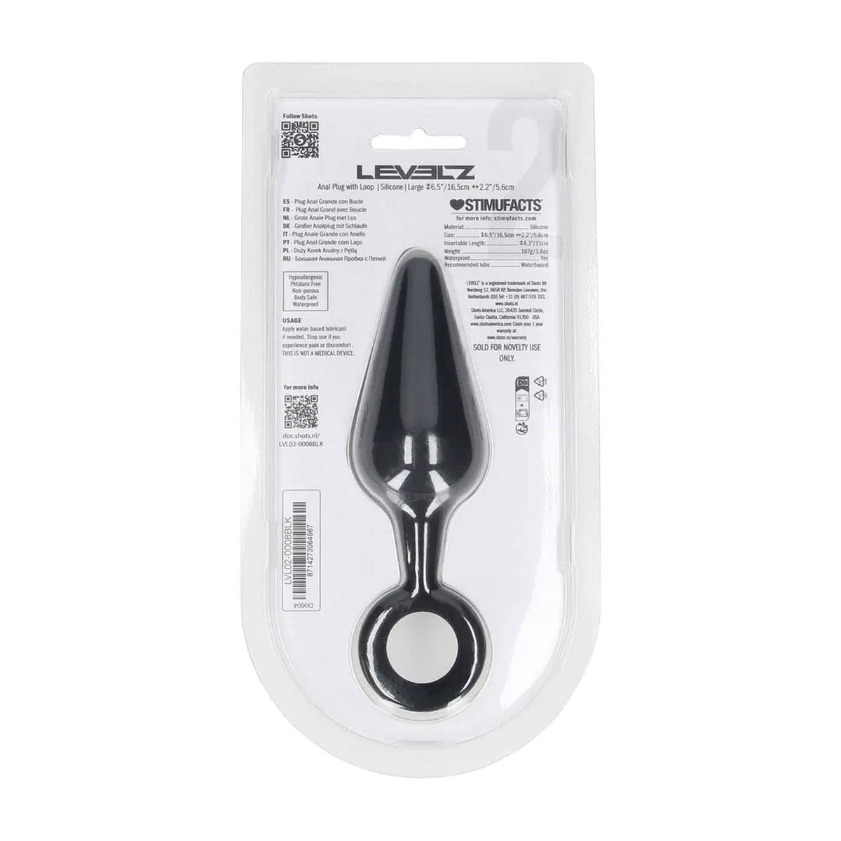 2-Korek analny silikonowy z pętlą Levelz L czarny 14 cm-2