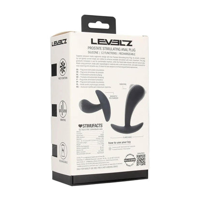 5-Masażer prostaty wibrujący silikonowy Levelz M czarny 12,5cm-5