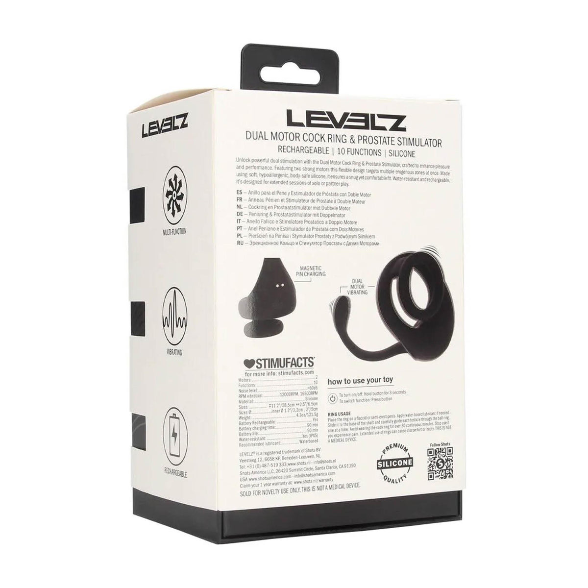 1-Dual Motor Silicone Cockring with Prostate Stimulator - Black-1