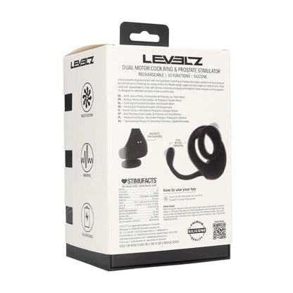 1-Dual Motor Silicone Cockring with Prostate Stimulator - Black-1