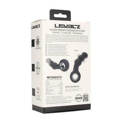 4-Masażer prostaty wibrujący koralikowy z pętlą silikonowy Levelz czarny 15cm-4