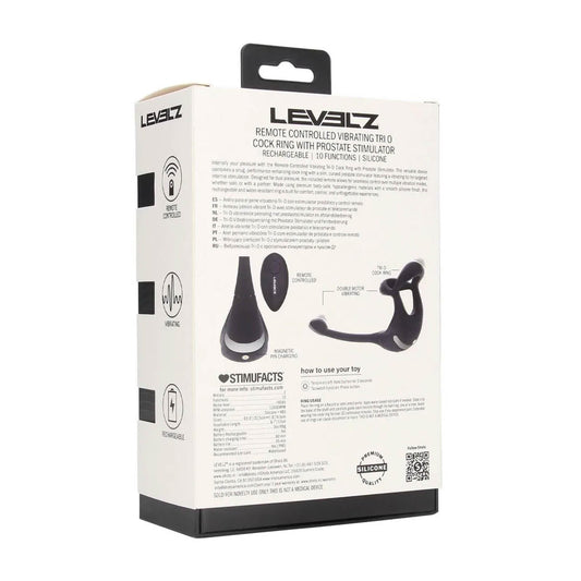 1-Pierścień wibrujący Levelz Tri O z pilotem silikonowy czarny 22,5 cm-1