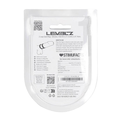 2-Pierścień erekcyjny dwupętlowy silikonowy Levelz czarny 4cm-2