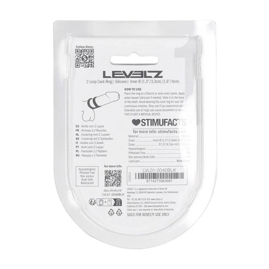 2-Pierścień erekcyjny dwupętlowy silikonowy Levelz czarny 4cm-2