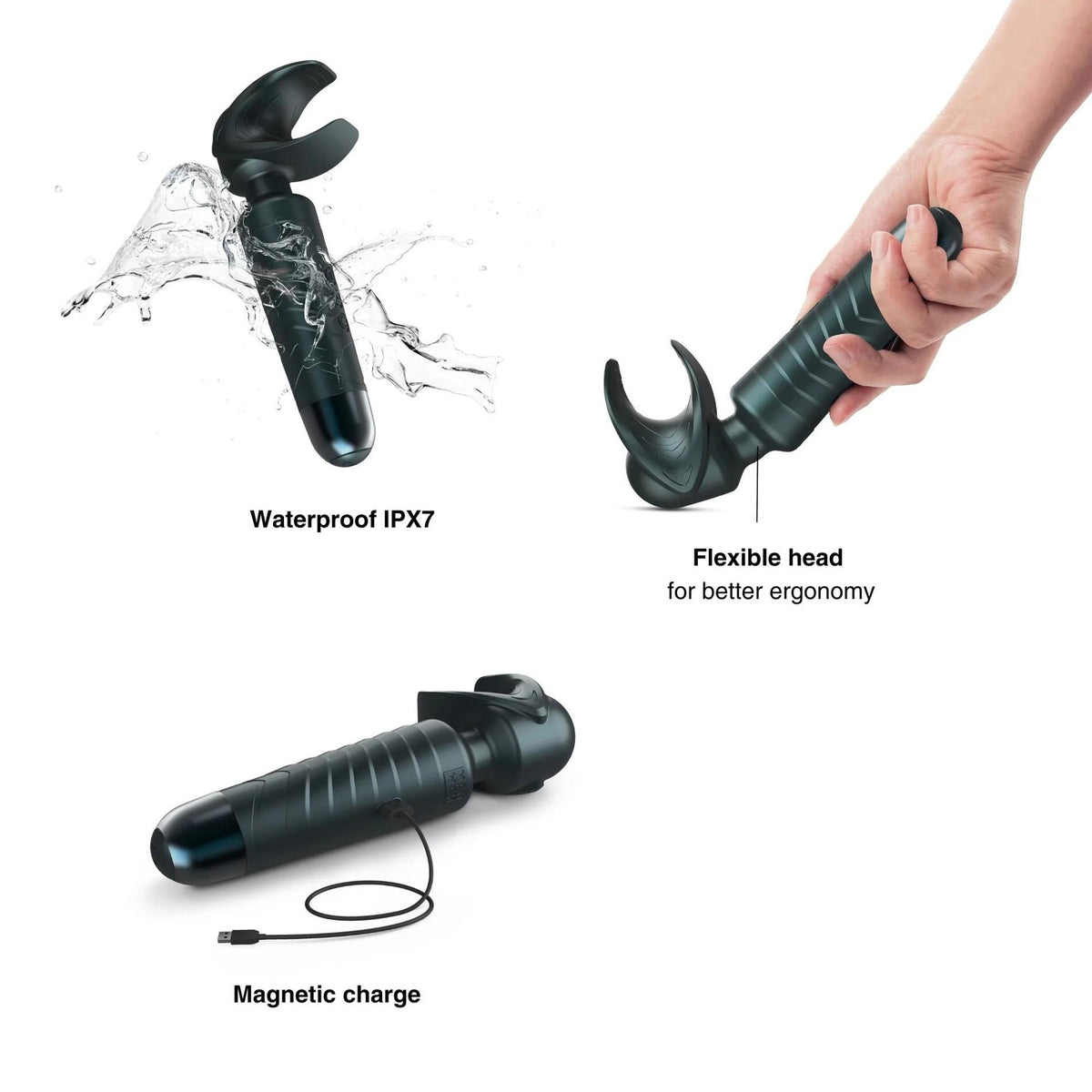 3-Masturbator wibrujący Man.wand EVO szary 20 cm USB-3