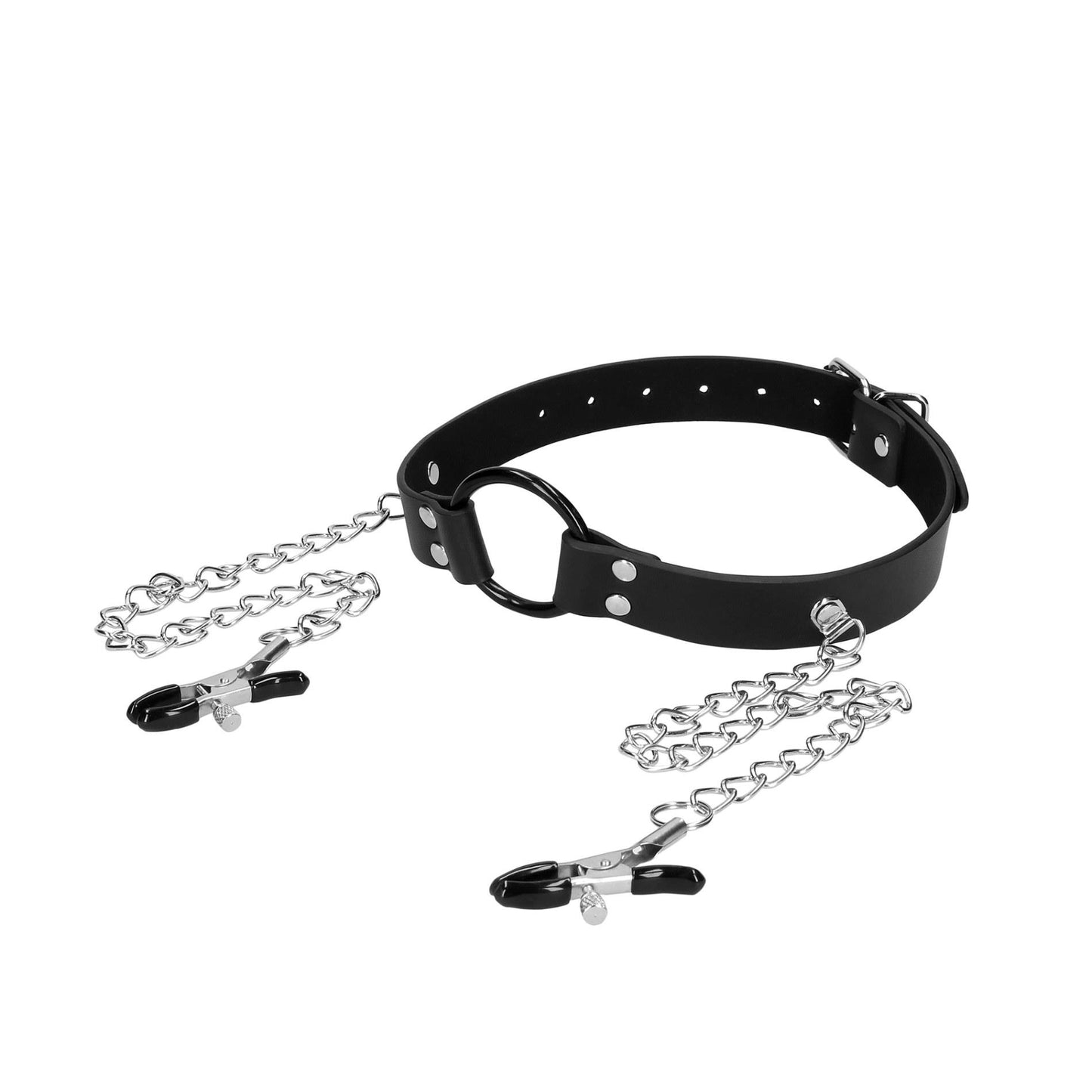 3-O-Ring Gag with Nipple Clamps-3