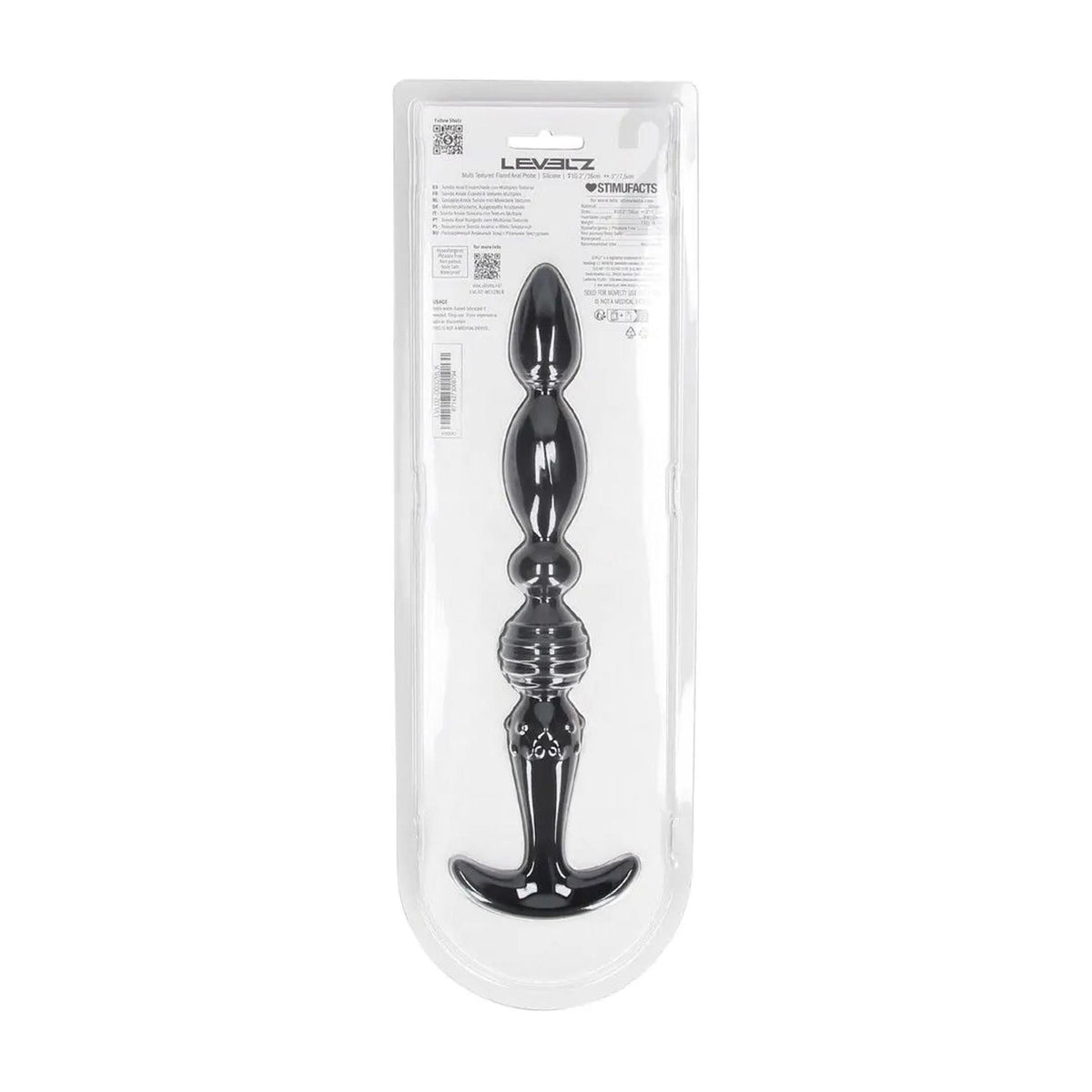 4-Sonda analna wieloteksturowa Levelz silikonowa czarna 26cm-4