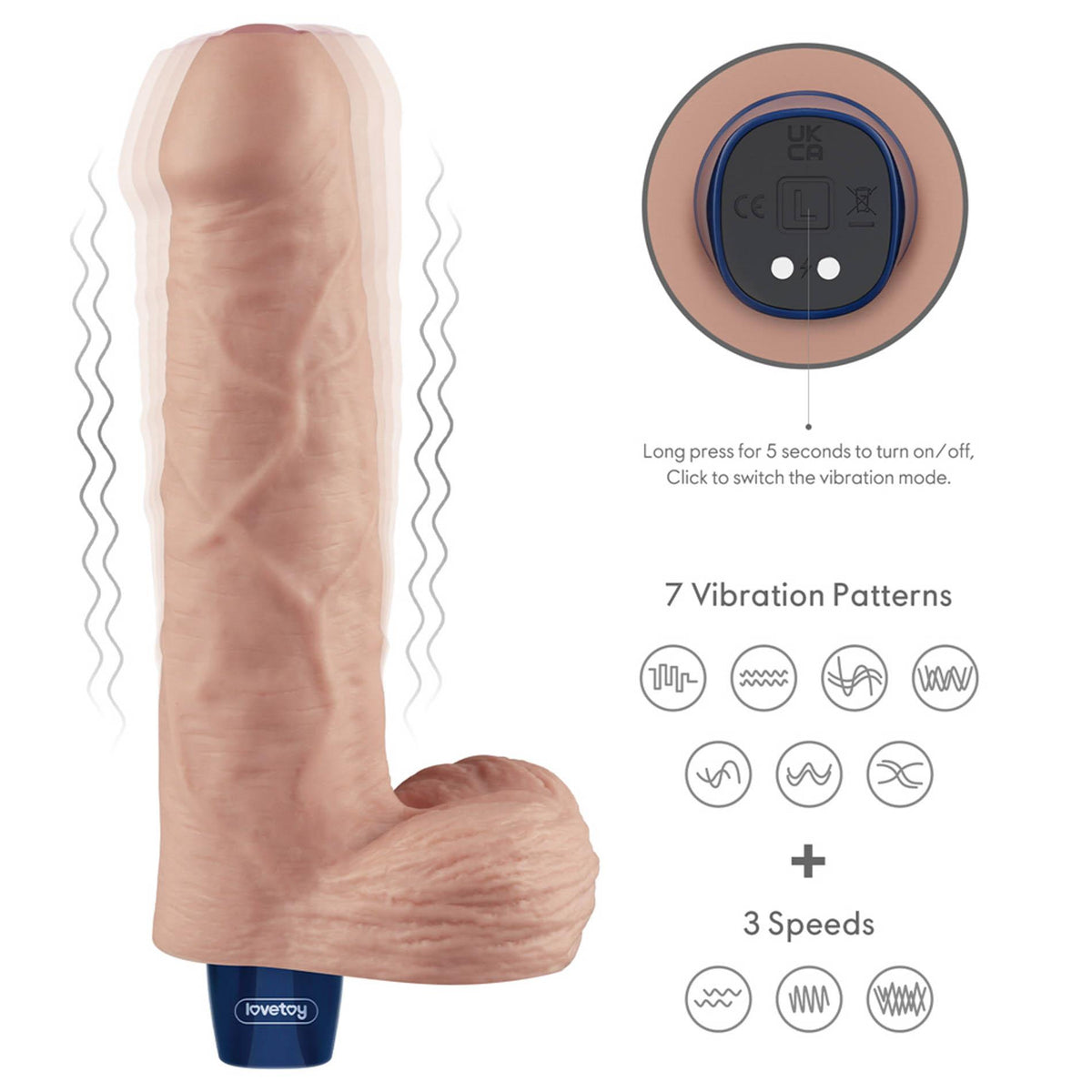 2-Realistyczne dildo wibrujące Lovetoy Real Softee 23 cm cieliste USB-2