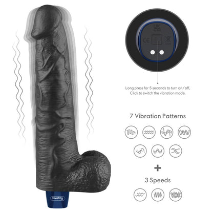 2-Dildo wibrujące realistyczne Lovetoy TPE czarne 27cm ładowane-2