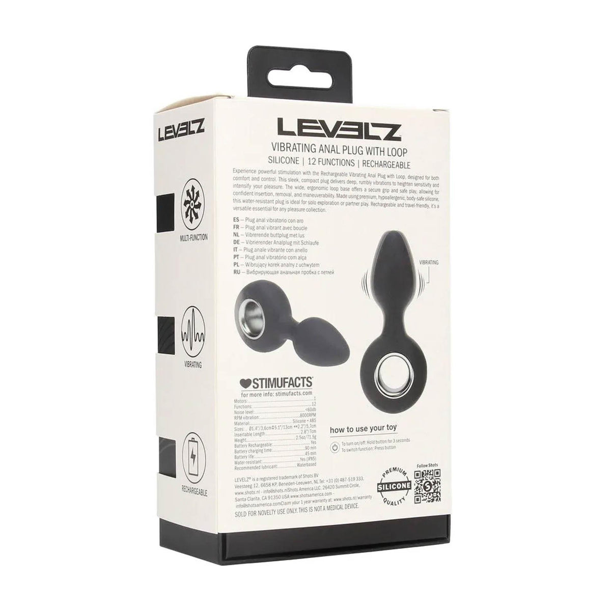 3-Vibrating Silicone Anal Plug with Loop - Black-3