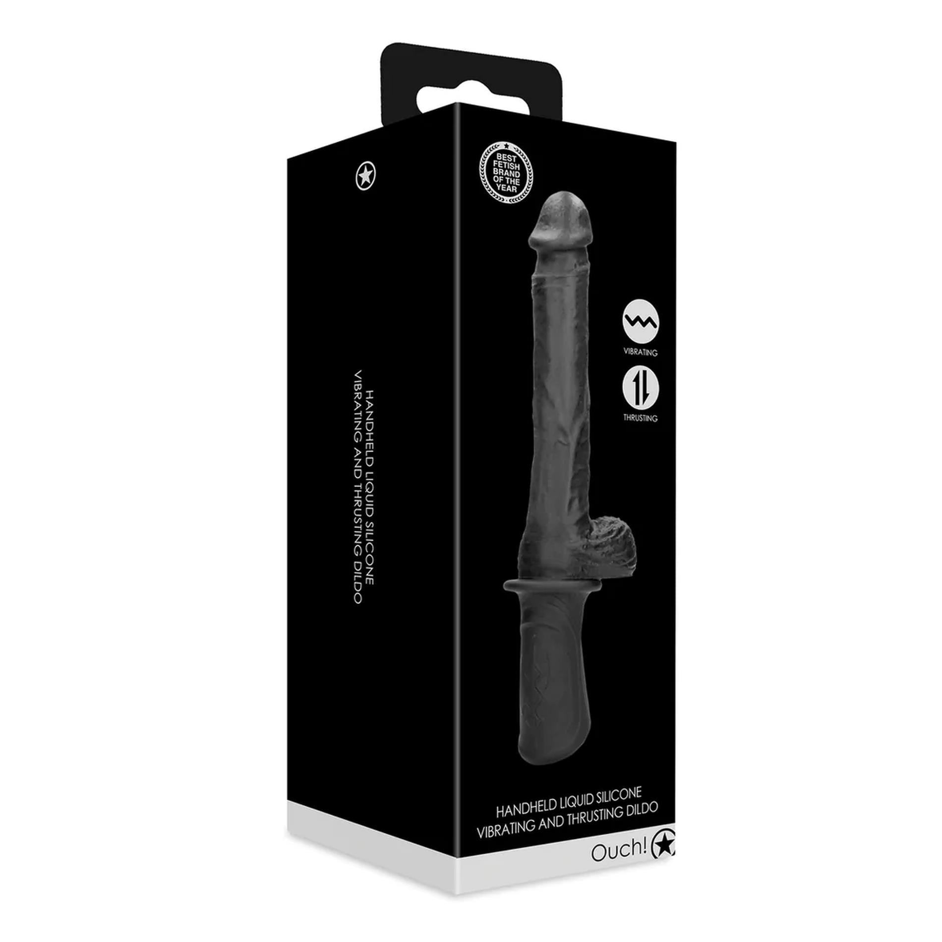 3-Hand Held Liquid Silicone Vibrating and Thrusting Sex Machine - Black-3